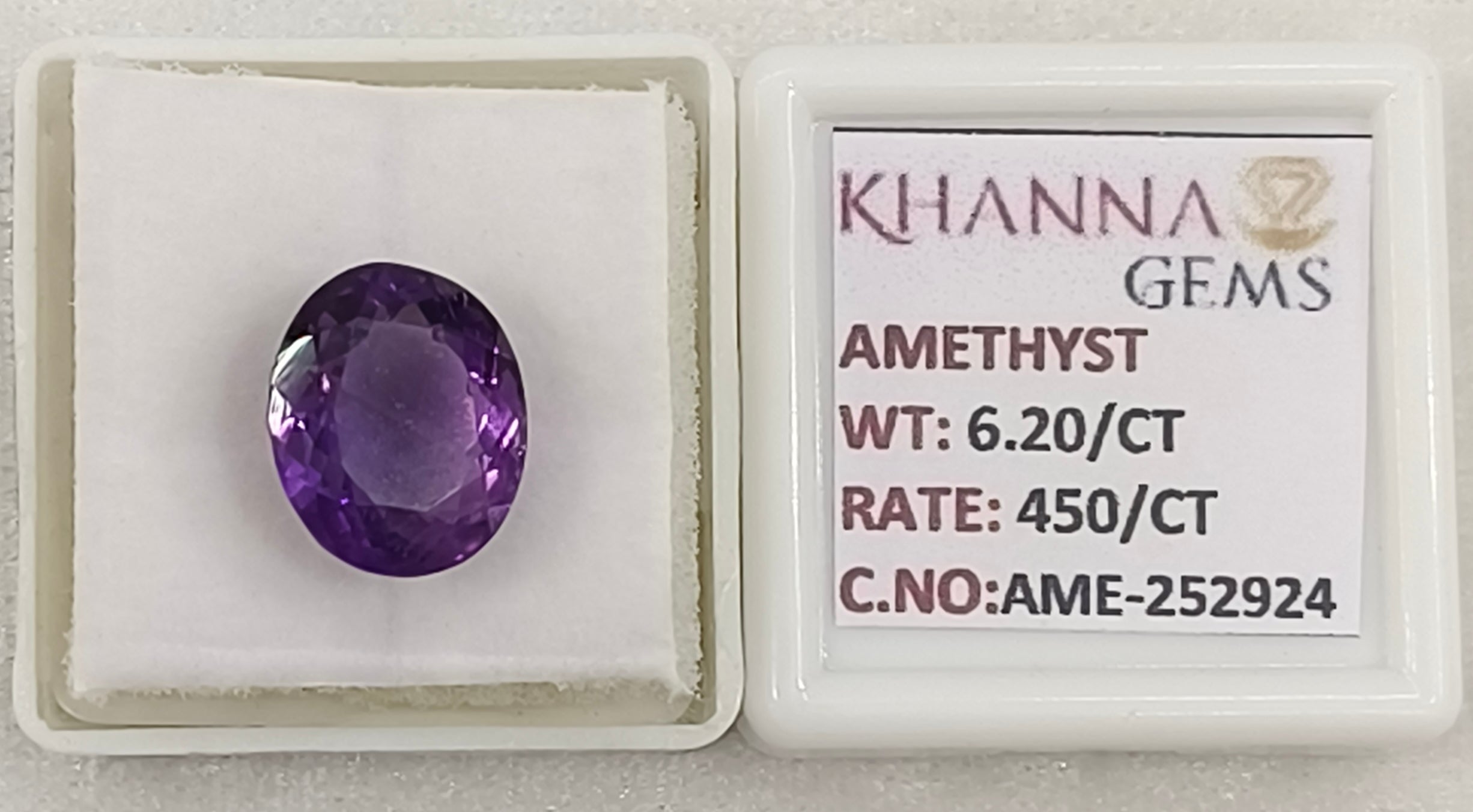 6.20/CT Natural Amethyst Gemstone with Govt. Lab Certificate