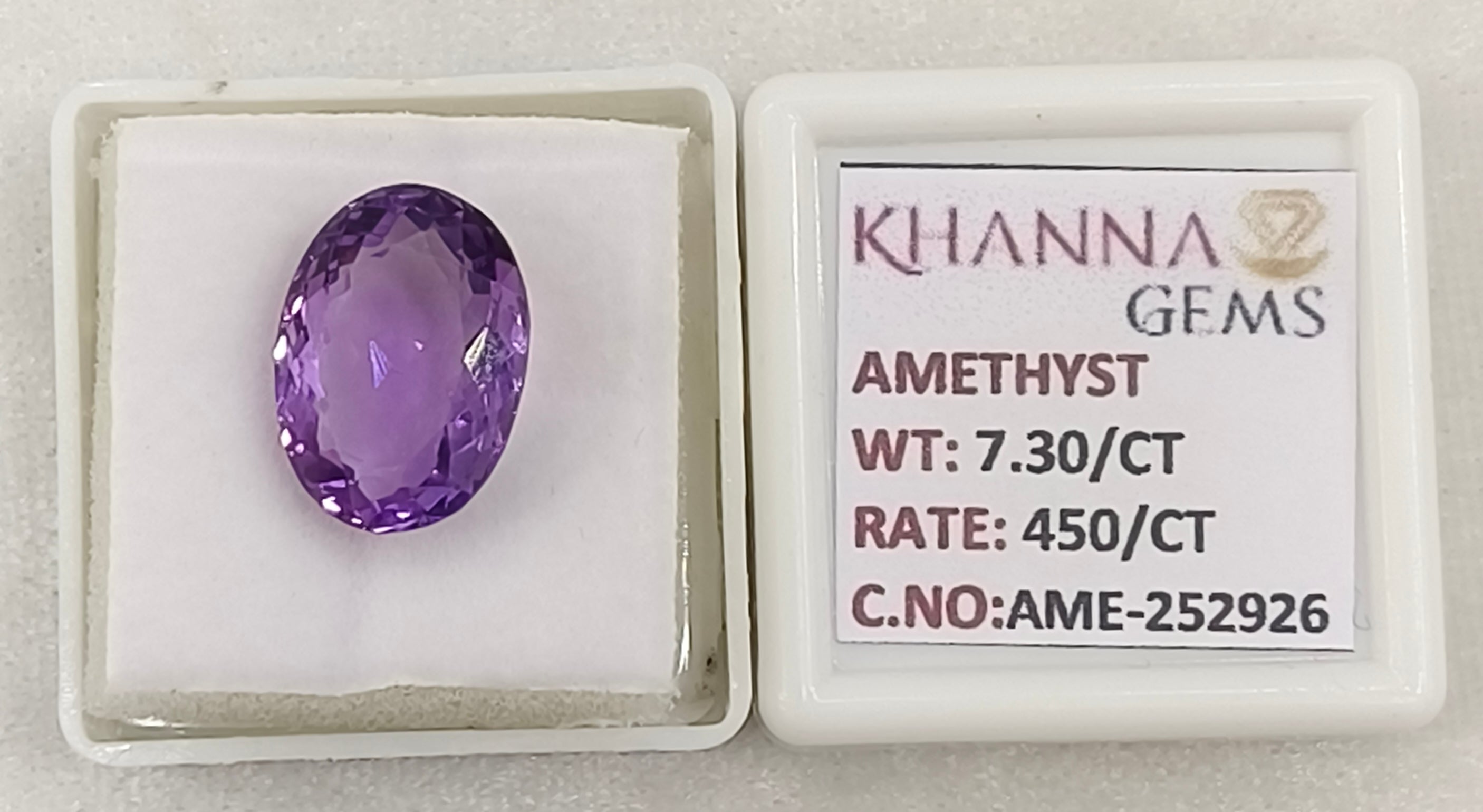 7.30/CT Natural Amethyst Gemstone with Govt. Lab Certificate