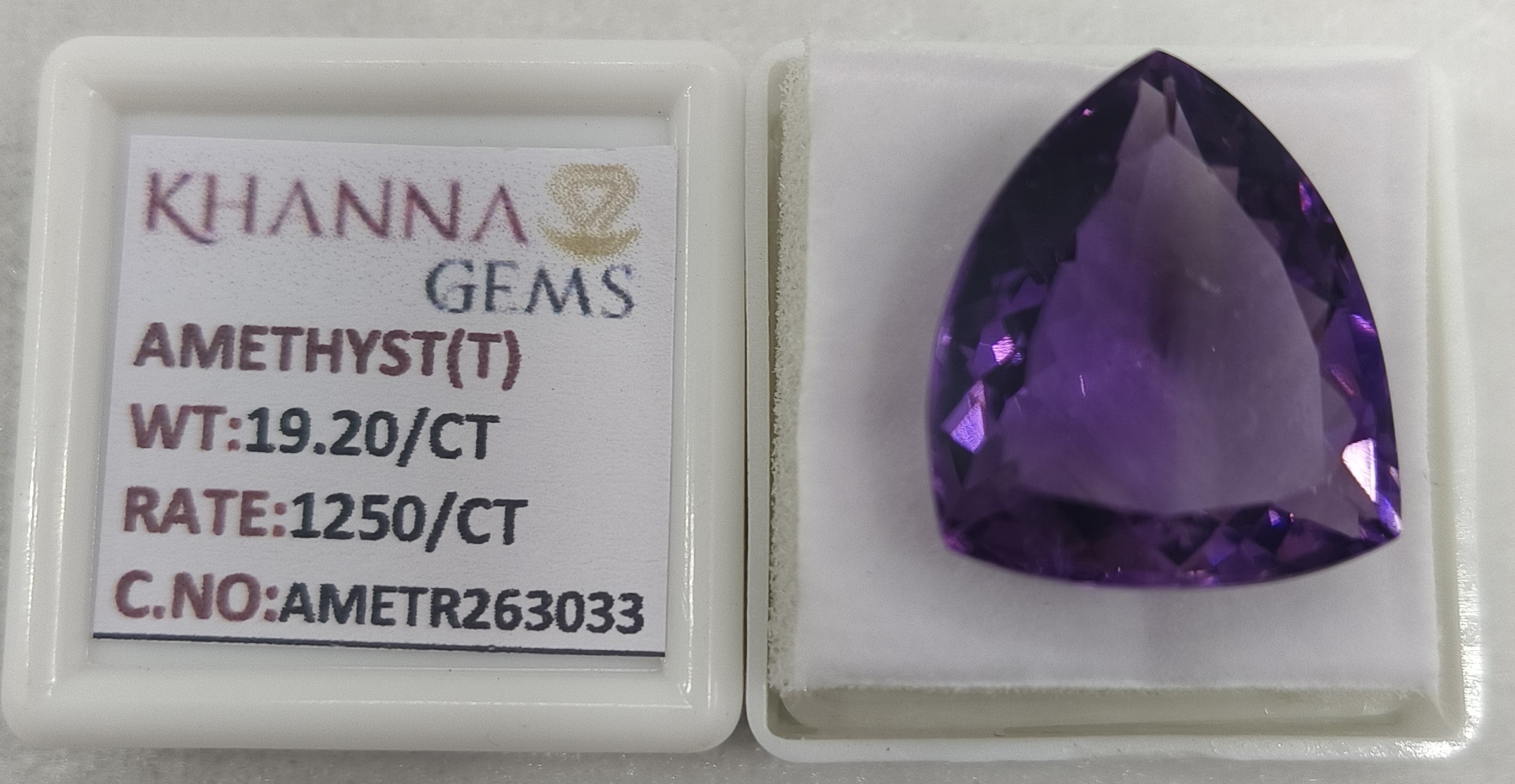 19.20/CT Natural Amethyst Gemstone with Govt. Lab Certificate