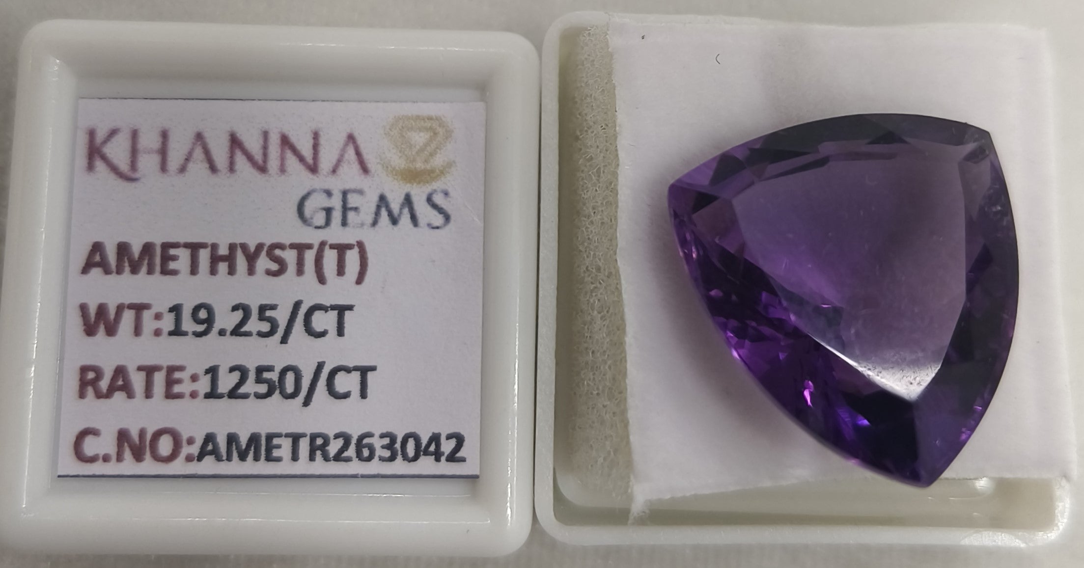 19.25/CT Natural Amethyst Gemstone of Premium Quality with Govt. Lab Certificate
