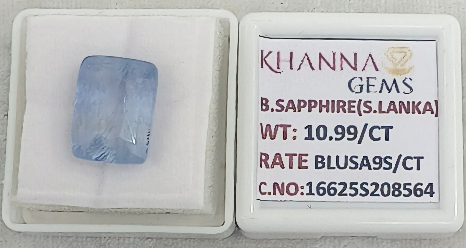10.99/CT Natural Blue Sapphire with Govt Lab Certificate-16625S208564
