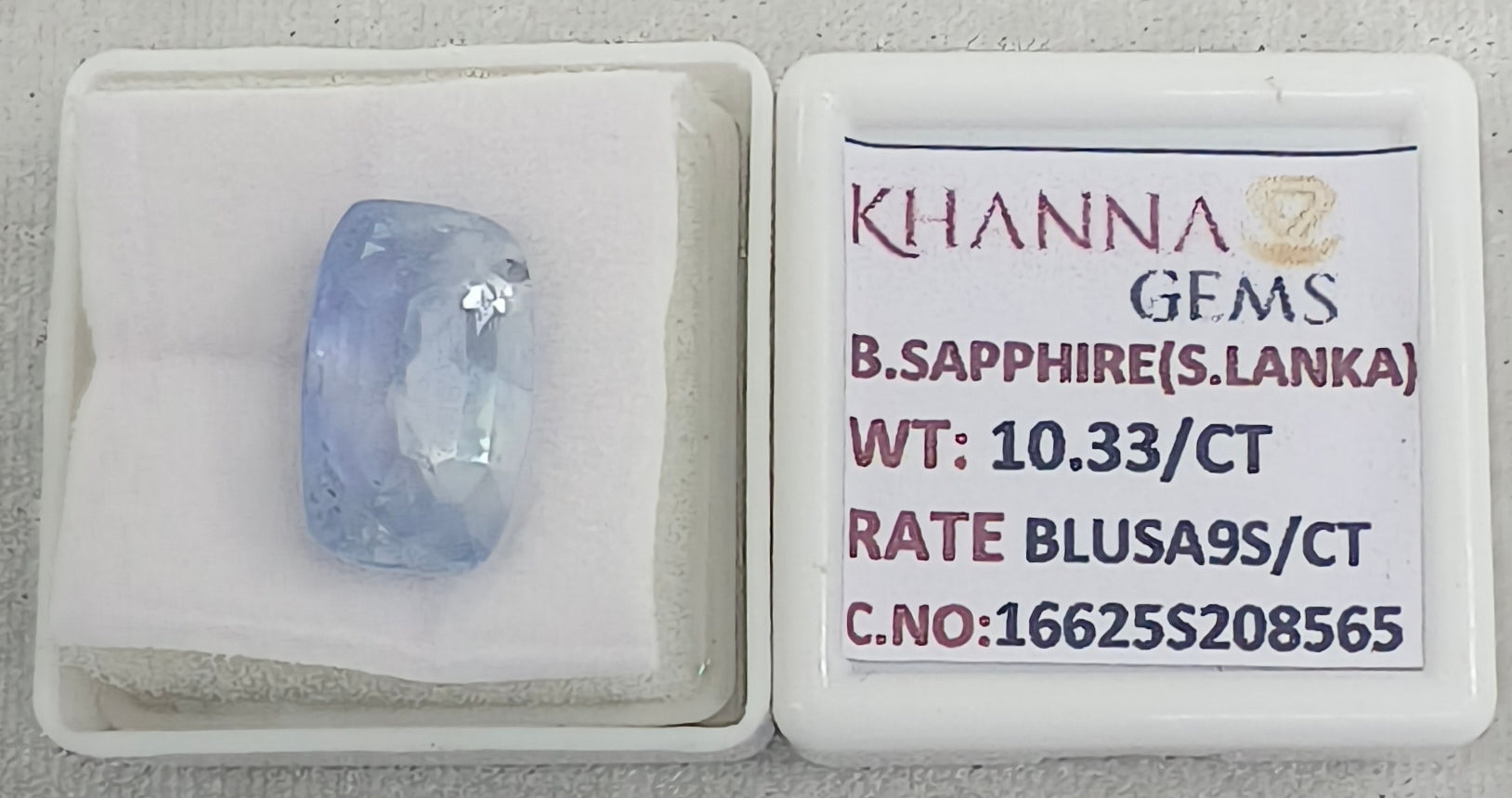 10.33/CT Natural Blue Sapphire with Govt Lab Certificate-16625S208565