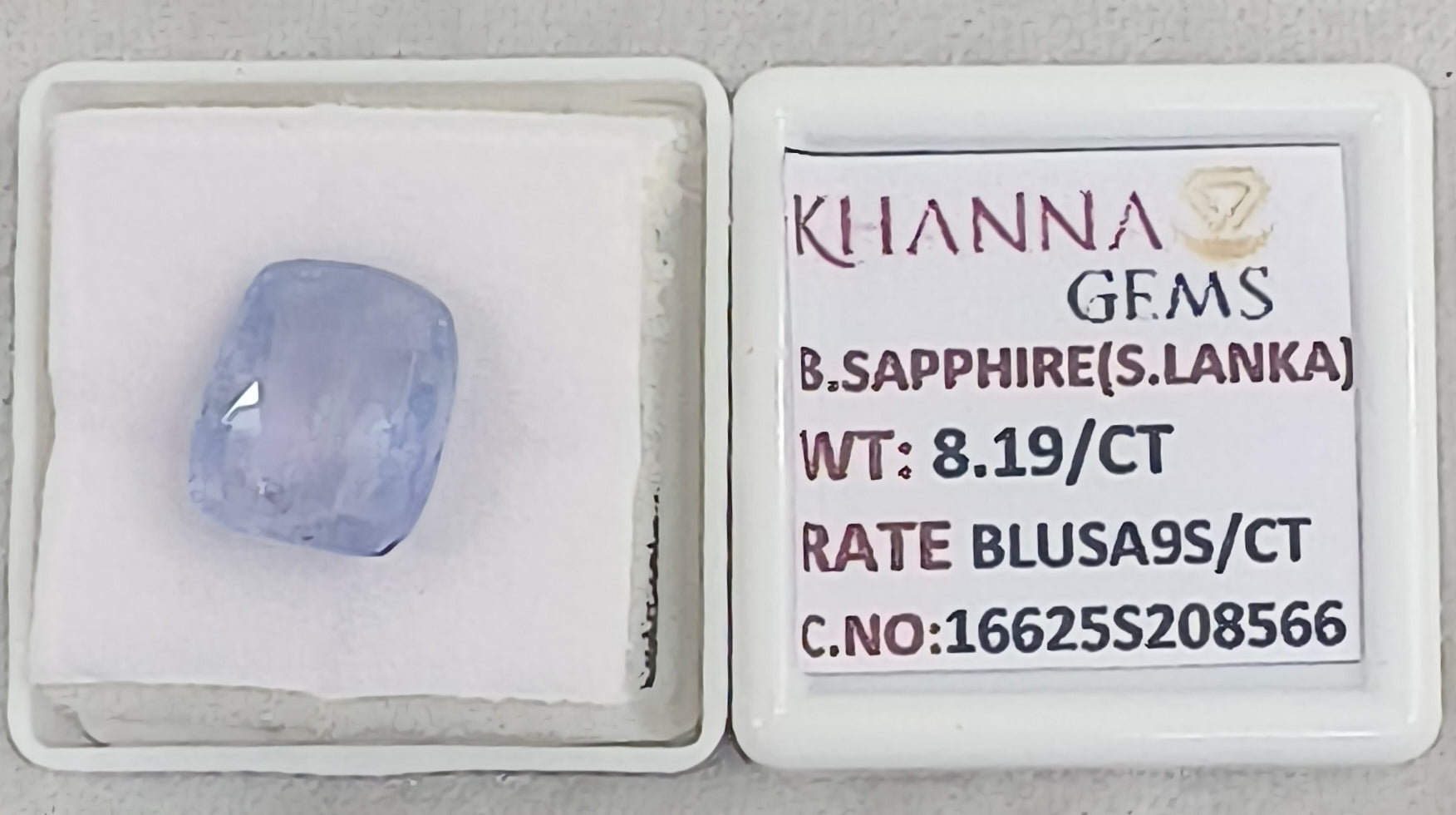 8.19/CT Natural Blue Sapphire with Govt Lab Certificate-16625S208566