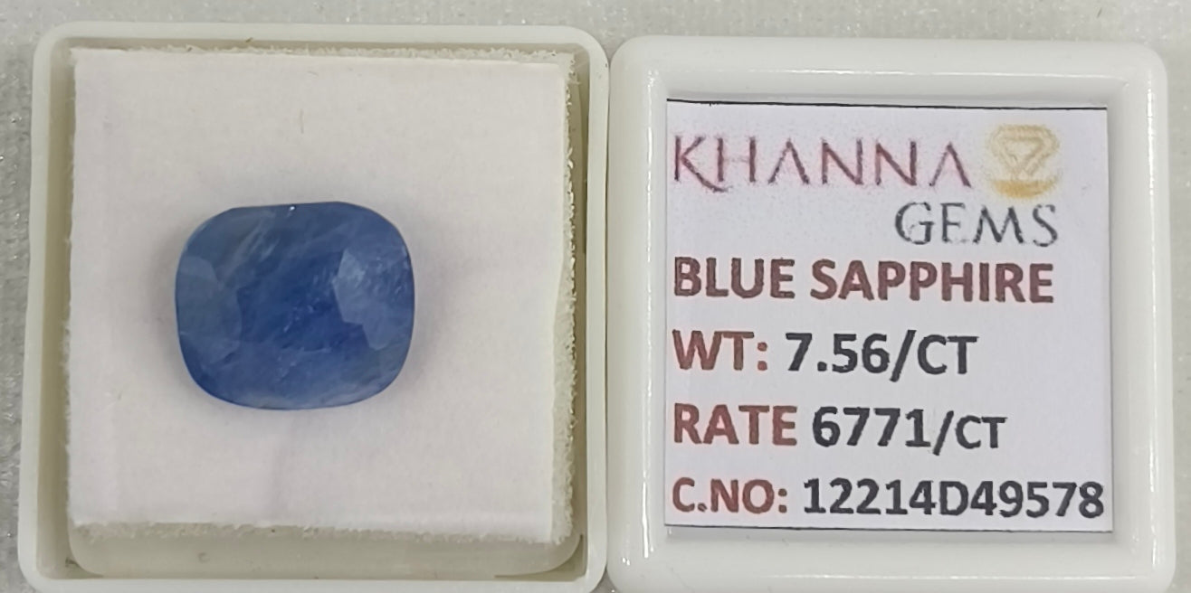 7.56/CT Natural Blue Sapphire with Govt Lab Certificate-12214D49578