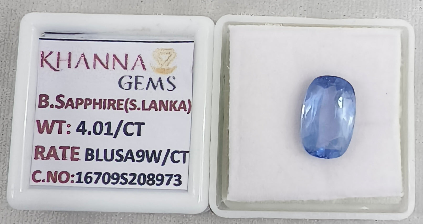 4.01/CT Natural Blue Sapphire with Govt Lab Certificate-16709S208973