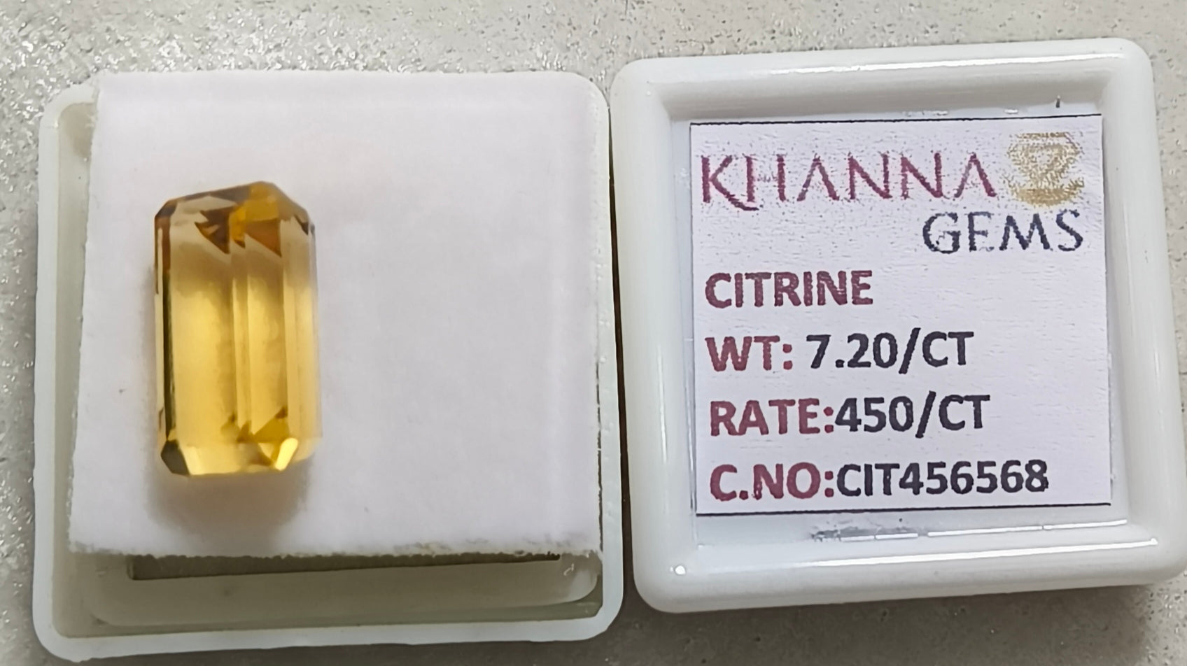 7.20/Carat Natural Triangular Citrine Stone-456568