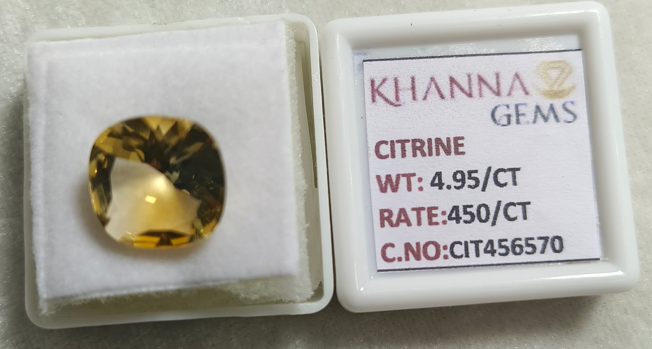 4.95/Carat Natural Triangular Citrine Stone-456570