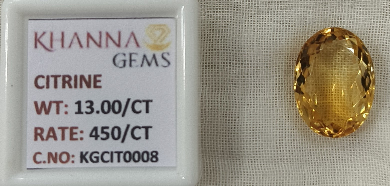 13.00/Carat Natural Triangular Citrine Stone