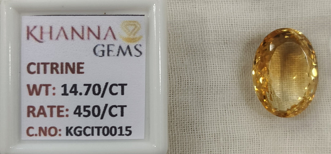 14.70/Carat Natural Triangular Citrine Stone-450