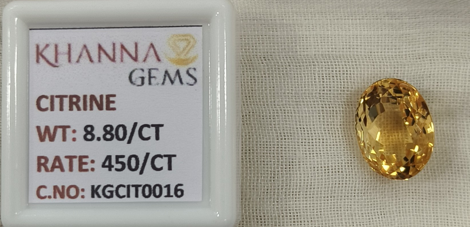 8.80/Carat Natural Triangular Citrine Stone-KGCIT0016