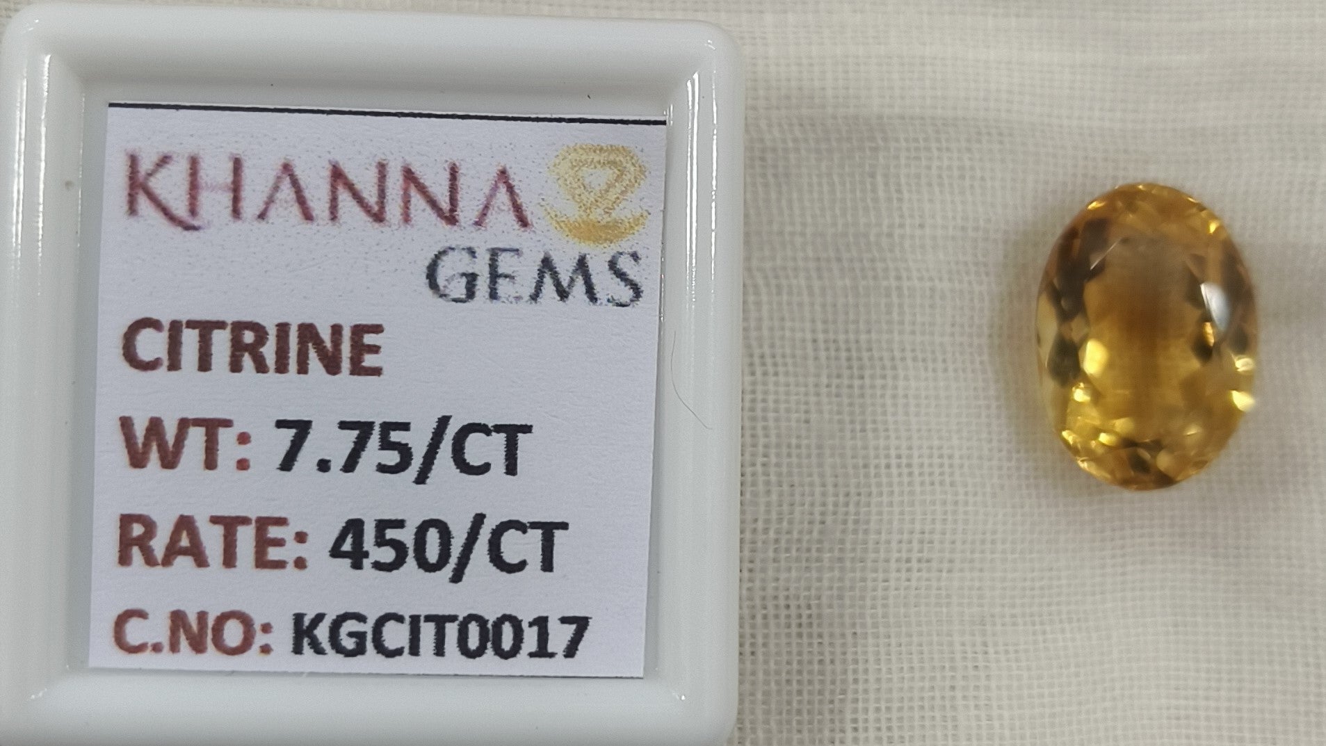 7.75/Carat Natural Triangular Citrine Stone-450