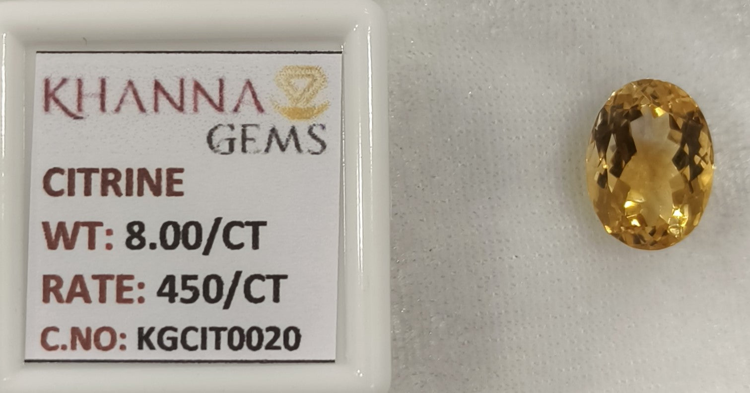 8.00/Carat Natural Triangular Citrine Stone