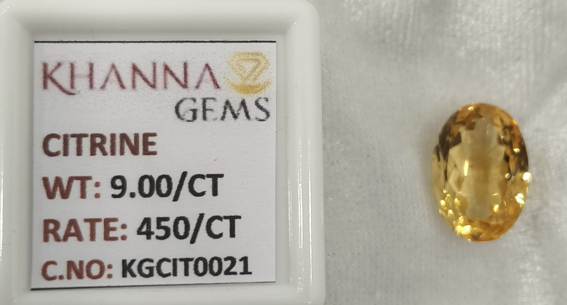 9.00/Carat Natural Triangular Citrine Stone-450