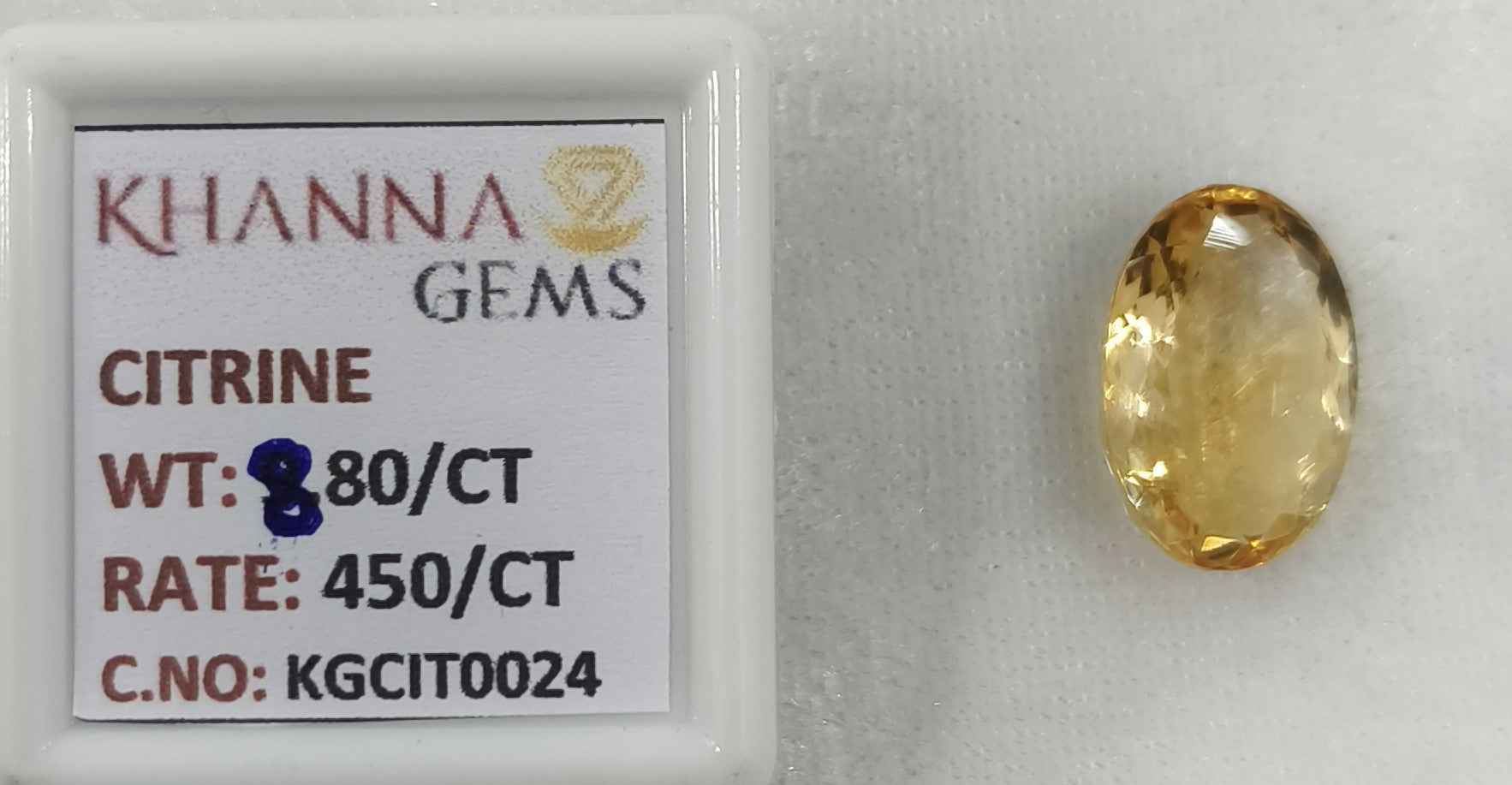 8.80/Carat Natural Triangular Citrine Stone-KGCIT0024