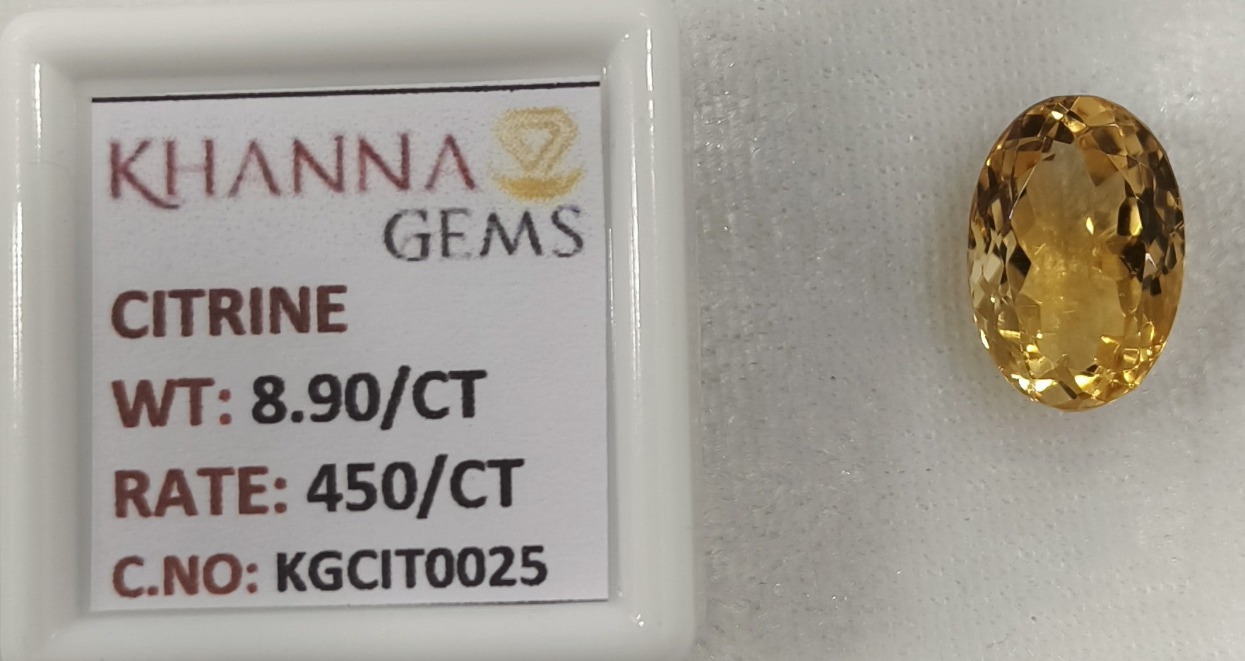 8.90/Carat Natural Triangular Citrine Stone-450