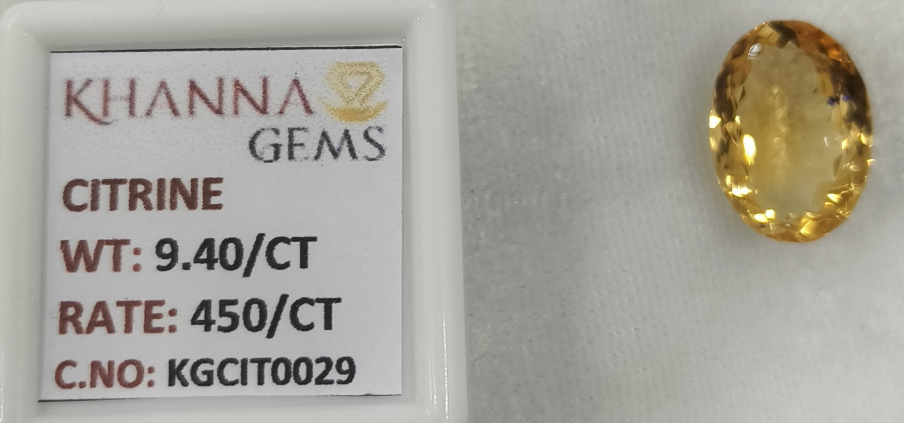 9.40/Carat Natural Triangular Citrine Stone-450