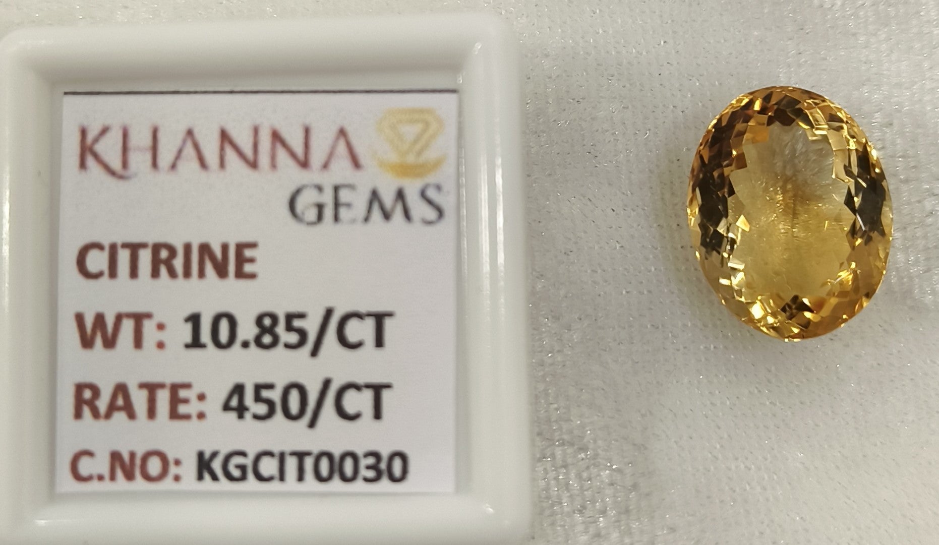 10.85/Carat Natural Triangular Citrine Stone-KGCIT0030