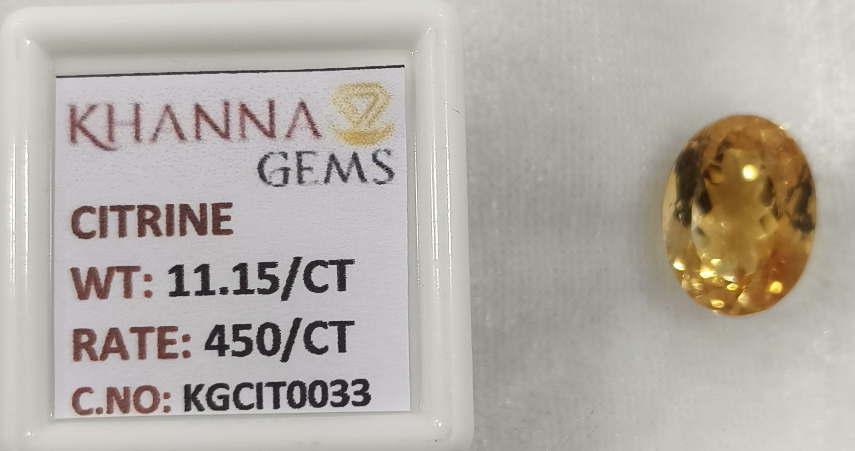 11.15/Carat Natural Triangular Citrine Stone-450