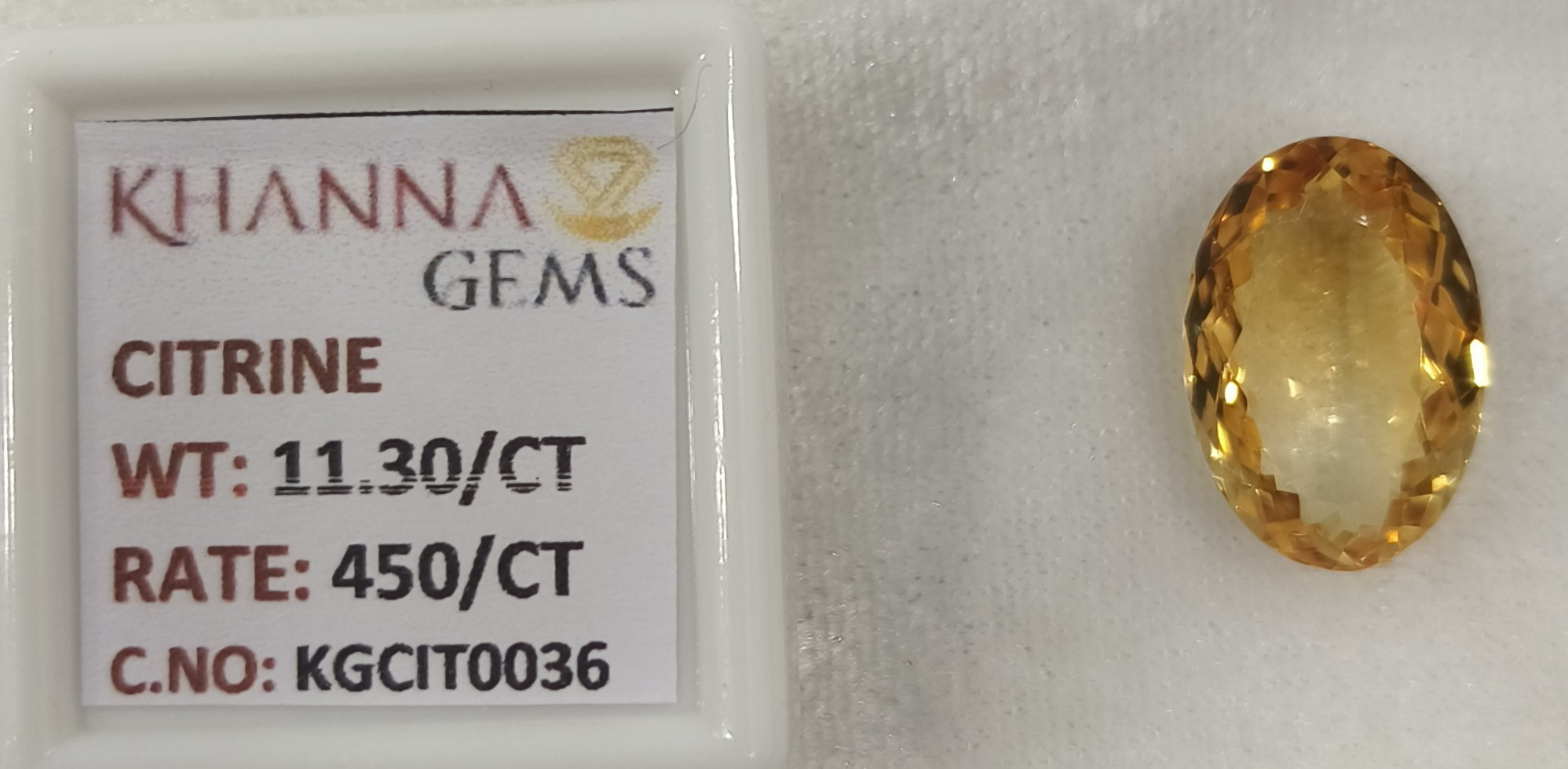 11.30/Carat Natural Triangular Citrine Stone-450
