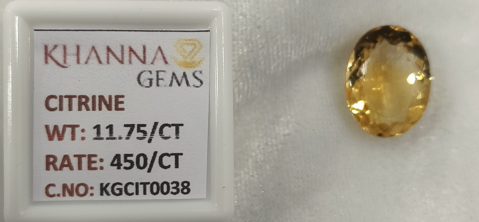 11.75/Carat Natural Triangular Citrine Stone-KGCIT0038