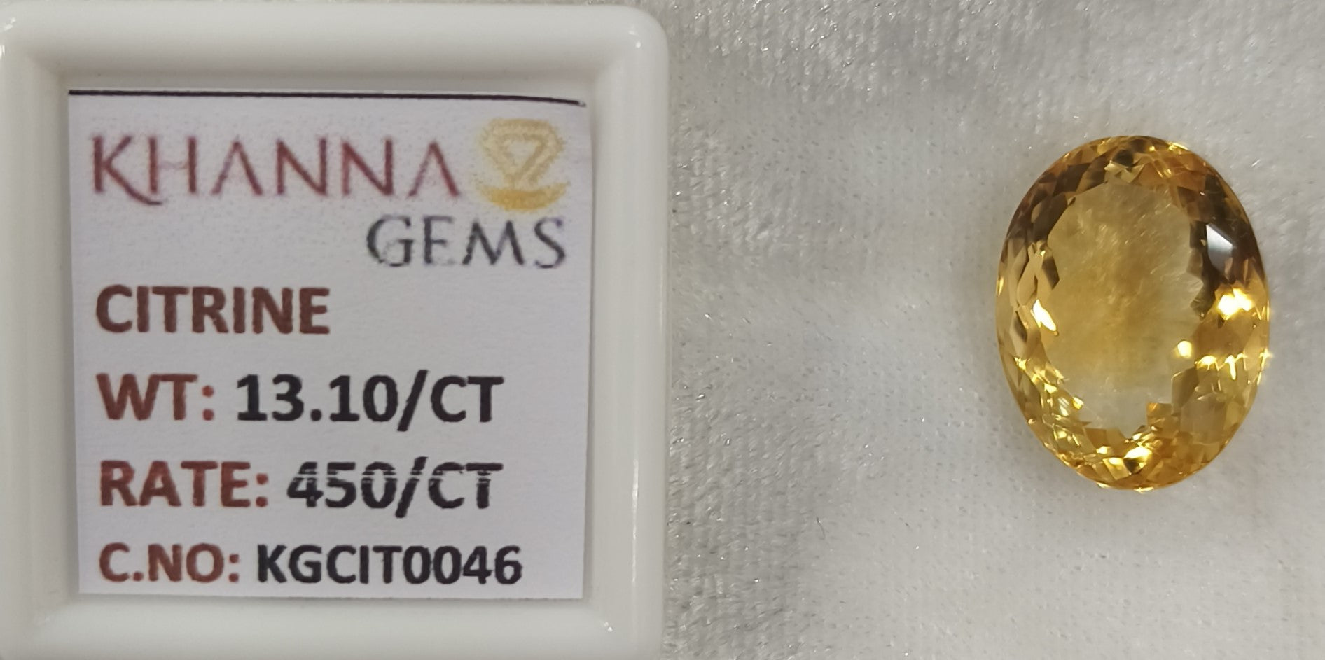 13.10/Carat Natural Triangular Citrine Stone-450