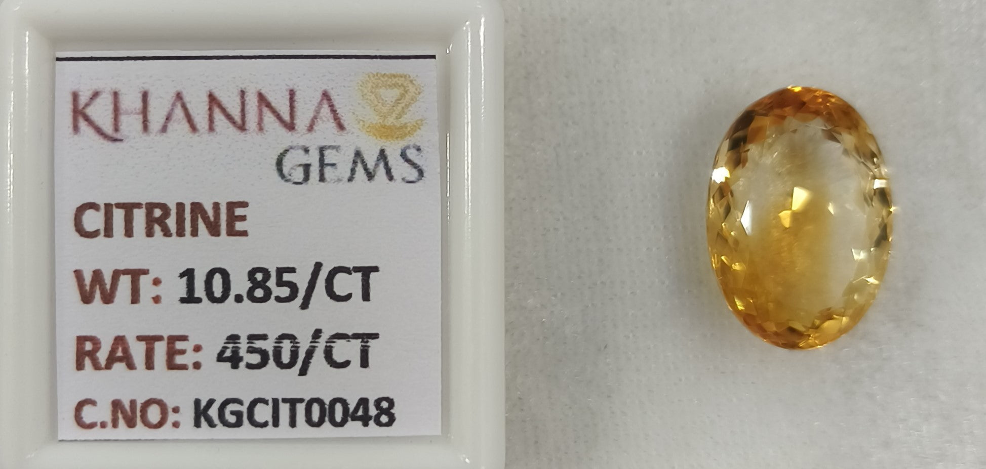 10.85/Carat Natural Triangular Citrine Stone-KGCIT0048