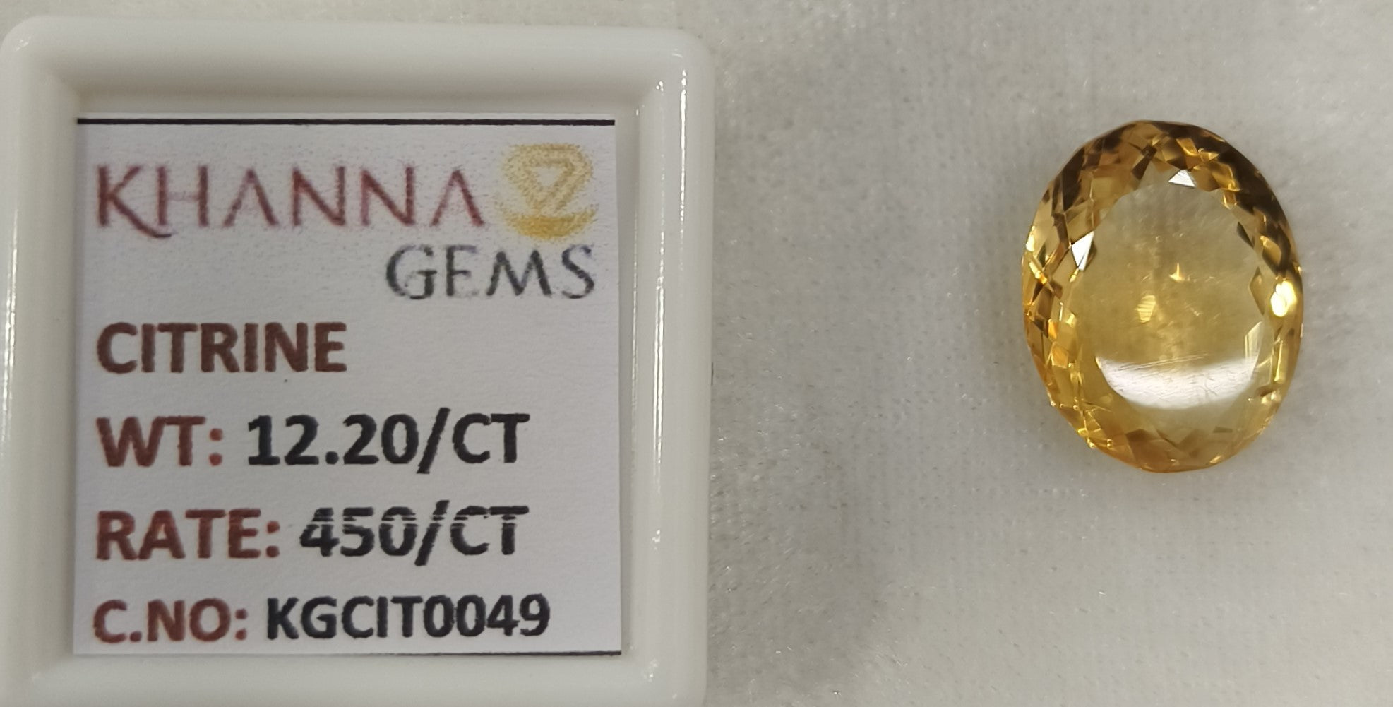 12.20/Carat Natural Triangular Citrine Stone-450