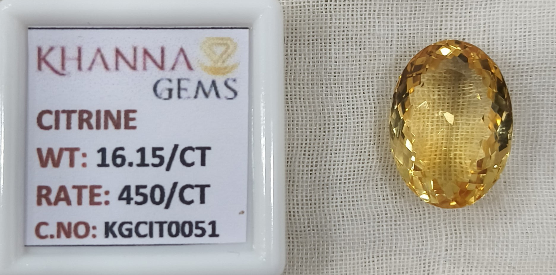 16.15/Carat Natural Triangular Citrine Stone-450