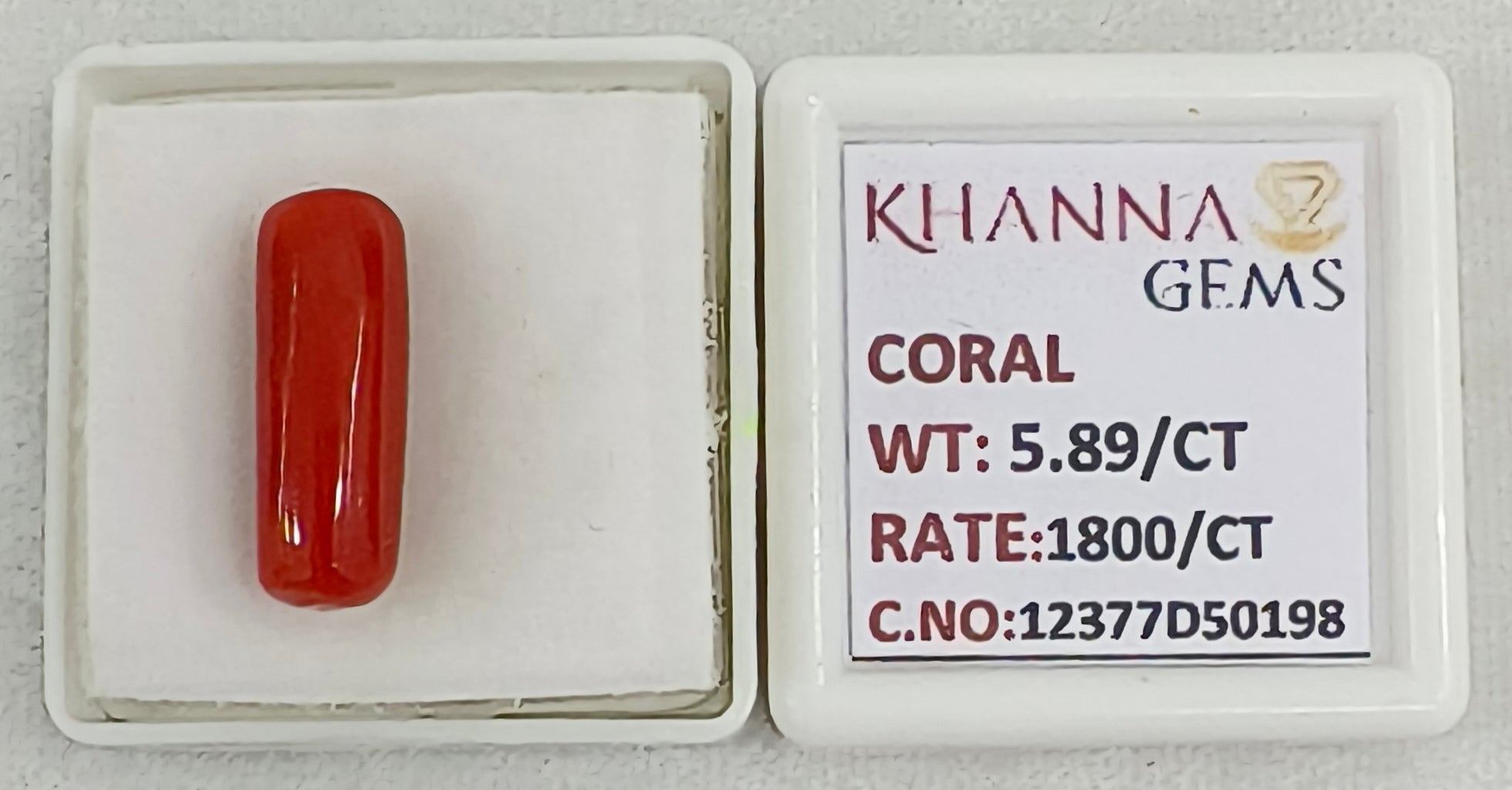 5.89/CT Natural Red Coral With Govt. Lab Certificate-12377D50198