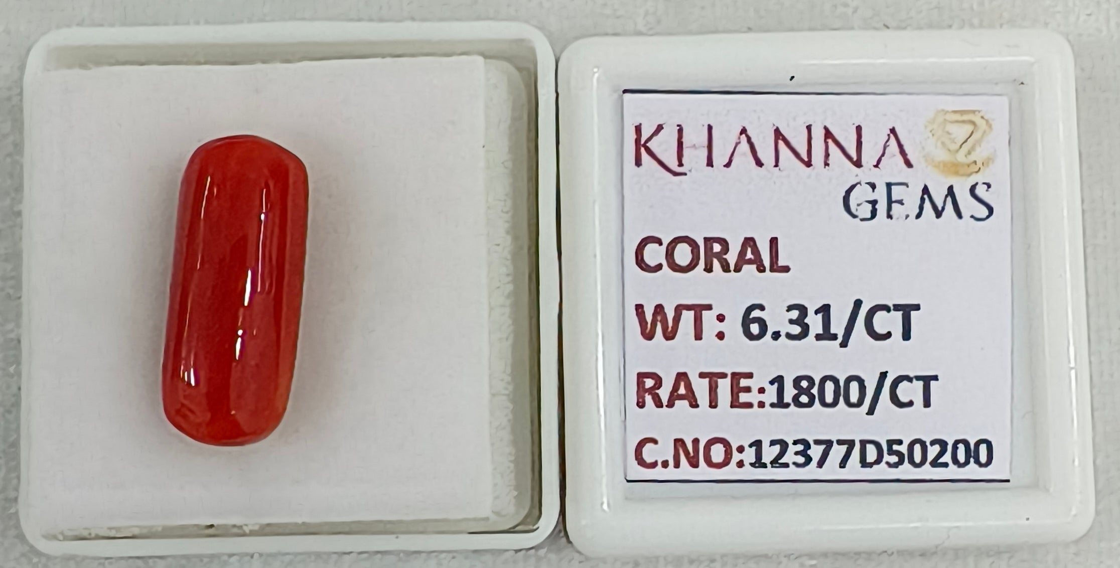 6.31/CT Natural Red Coral With Govt. Lab Certificate-12377D50200