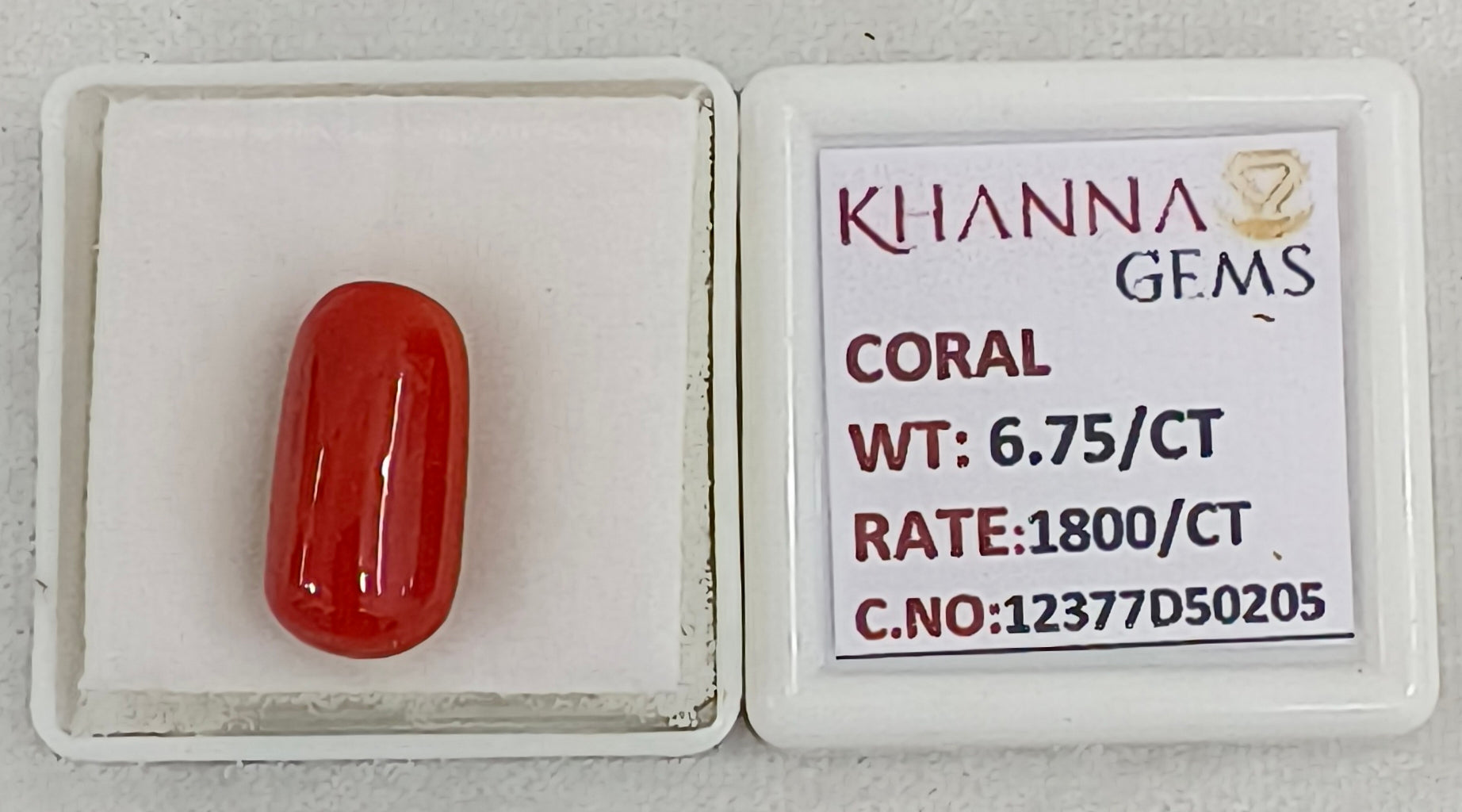 6.75/CT Natural Red Coral With Govt. Lab Certificate-12377D50205