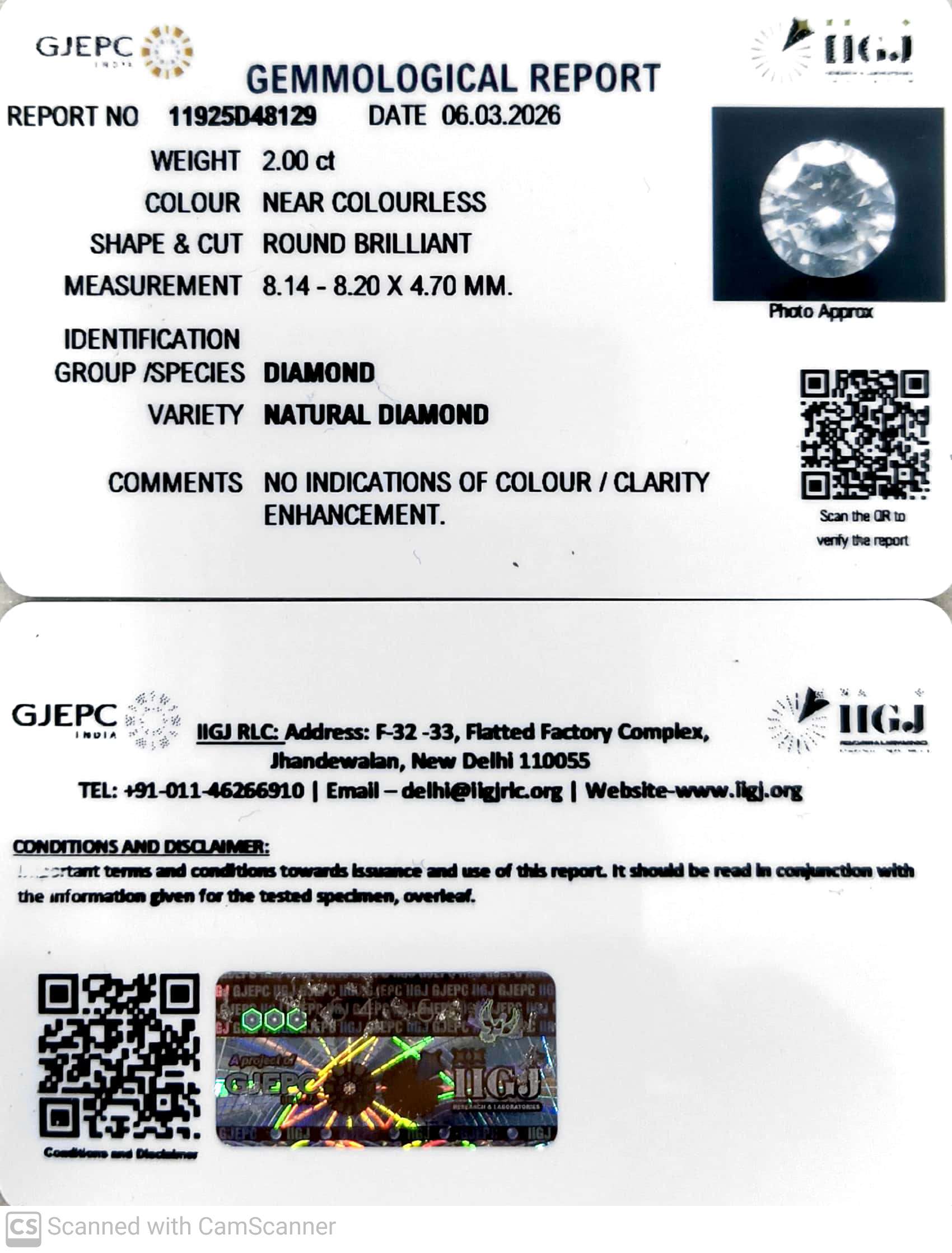 2.00/Cents Natural Diamond with Govt. Lab Certificate-11925D48129