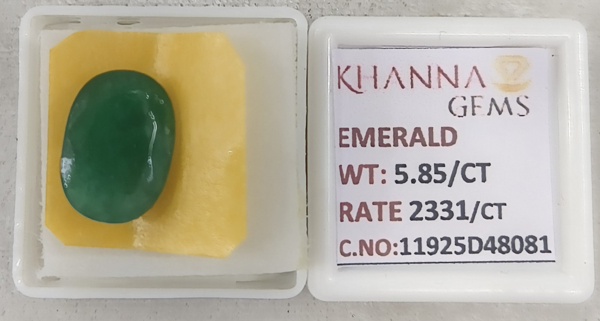 5.85/CT Natural Panna Stone with Govt. Lab Certificate-11925D48081