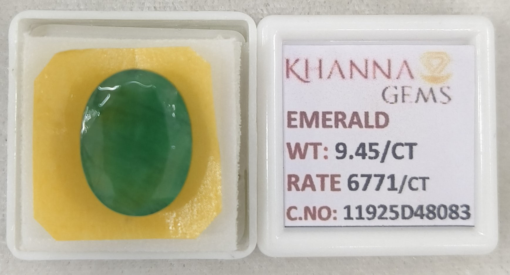 9.45/CT Natural Panna Stone with Govt. Lab Certificate-11925D48083
