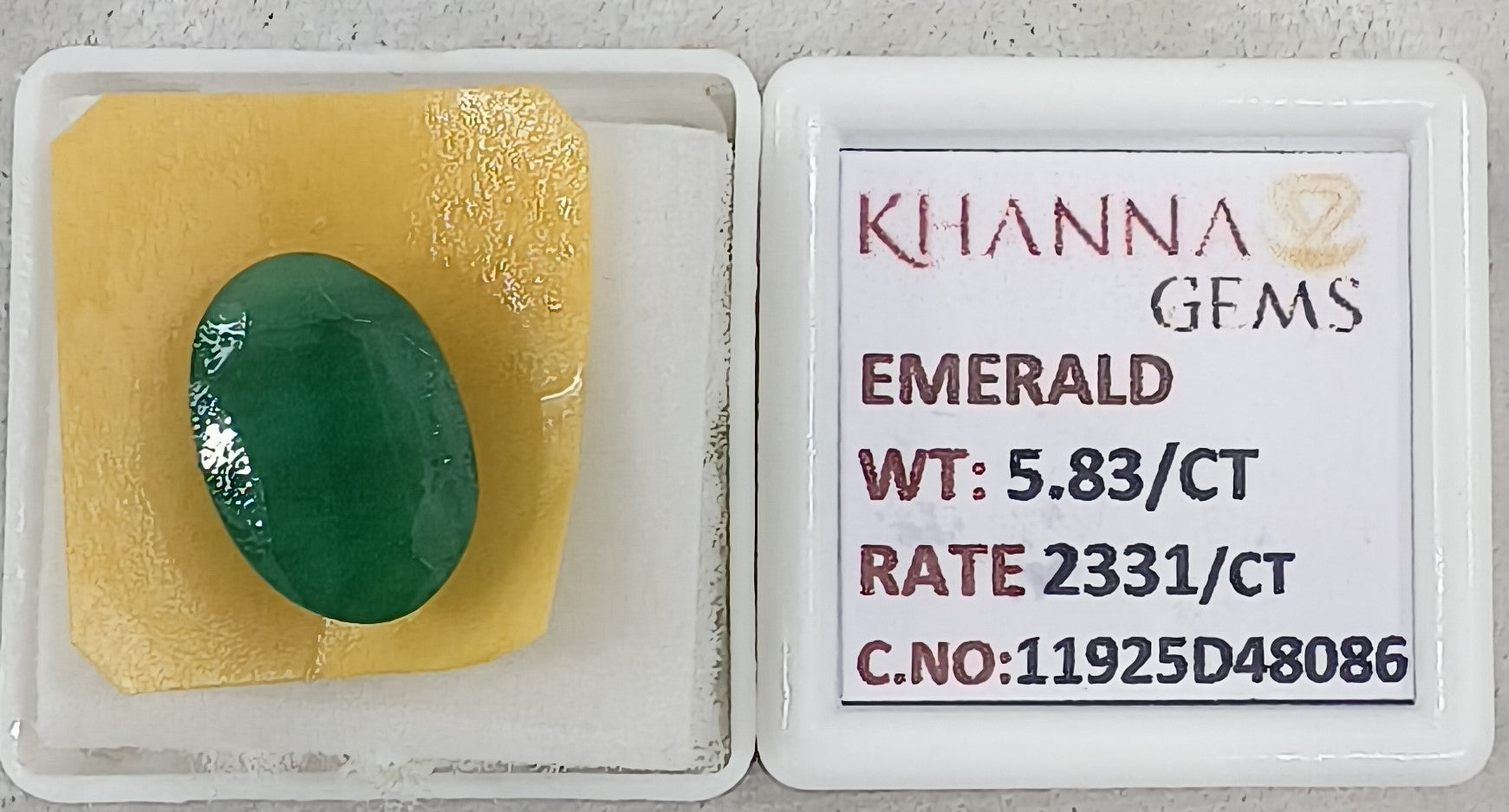 5.83/CT Natural Panna Stone with Govt. Lab Certificate-11925D48086
