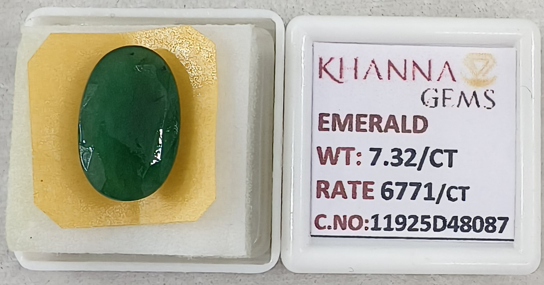 7.32/CT Natural Panna Stone with Govt. Lab Certificate-11925D48087