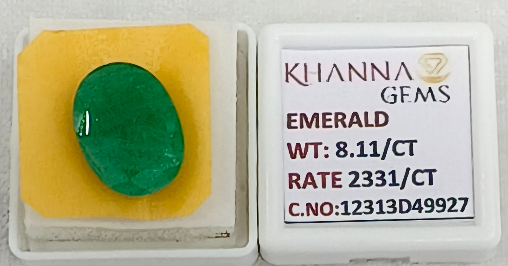 8.11/CT Natural Panna Stone with Govt. Lab Certificate-12313D49927