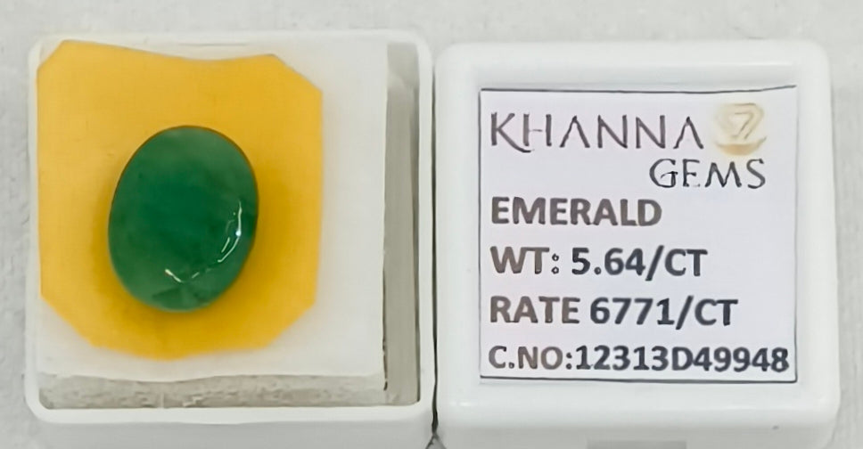 5.64/CT Natural Panna Stone with Govt. Lab Certificate-12313D49948
