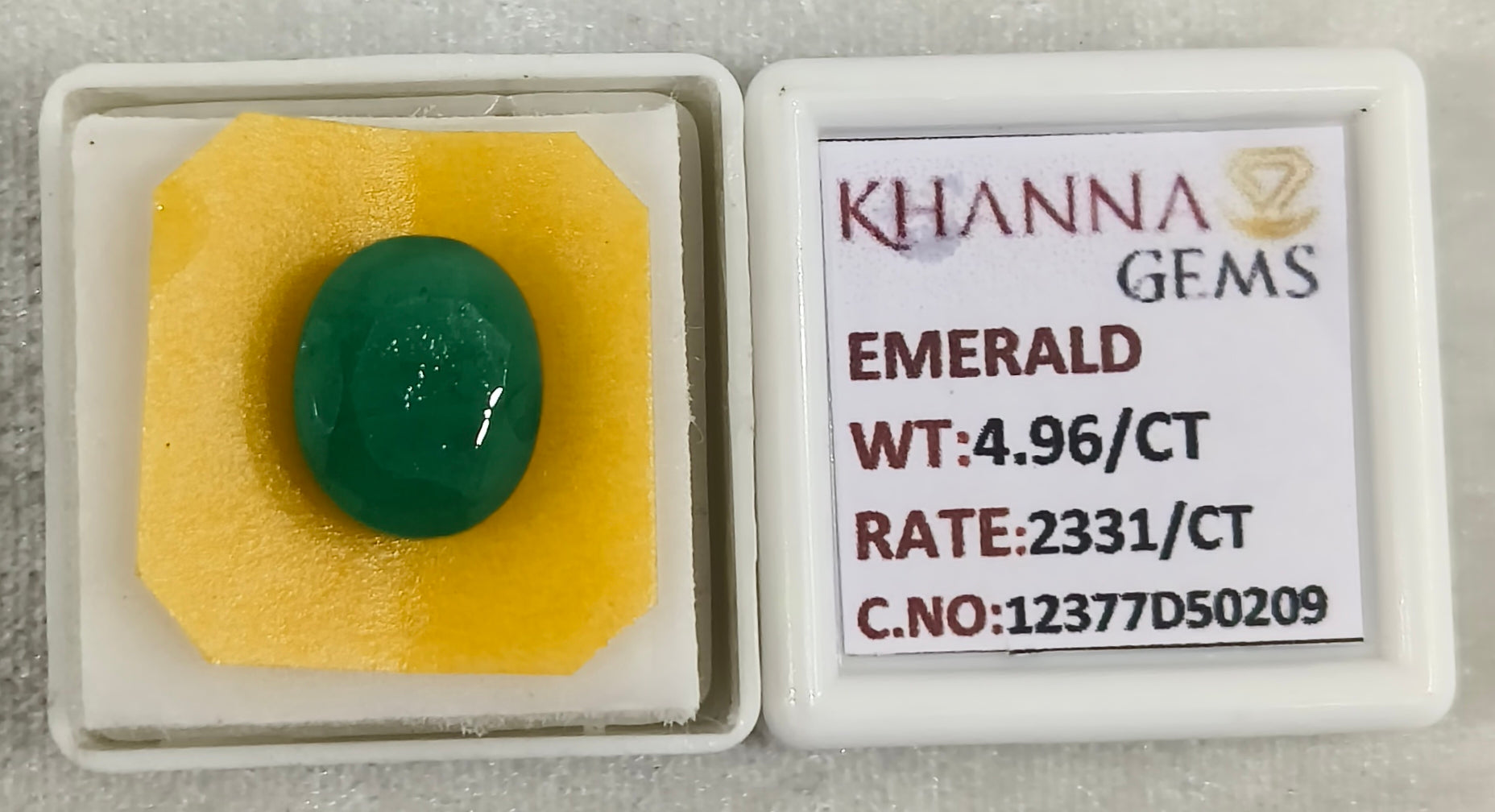 4.96/CT Natural Panna Stone with Govt. Lab Certificate-12377D50209