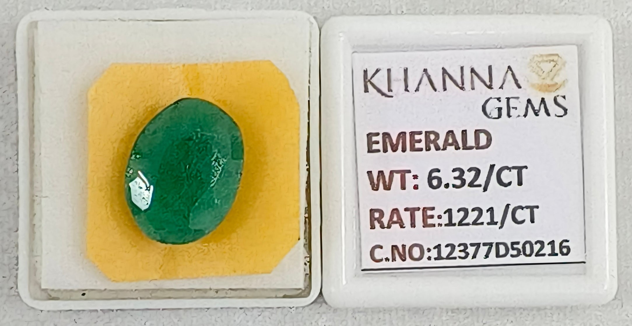 6.32/CT Natural Panna Stone with Govt. Lab Certificate-12377D50216