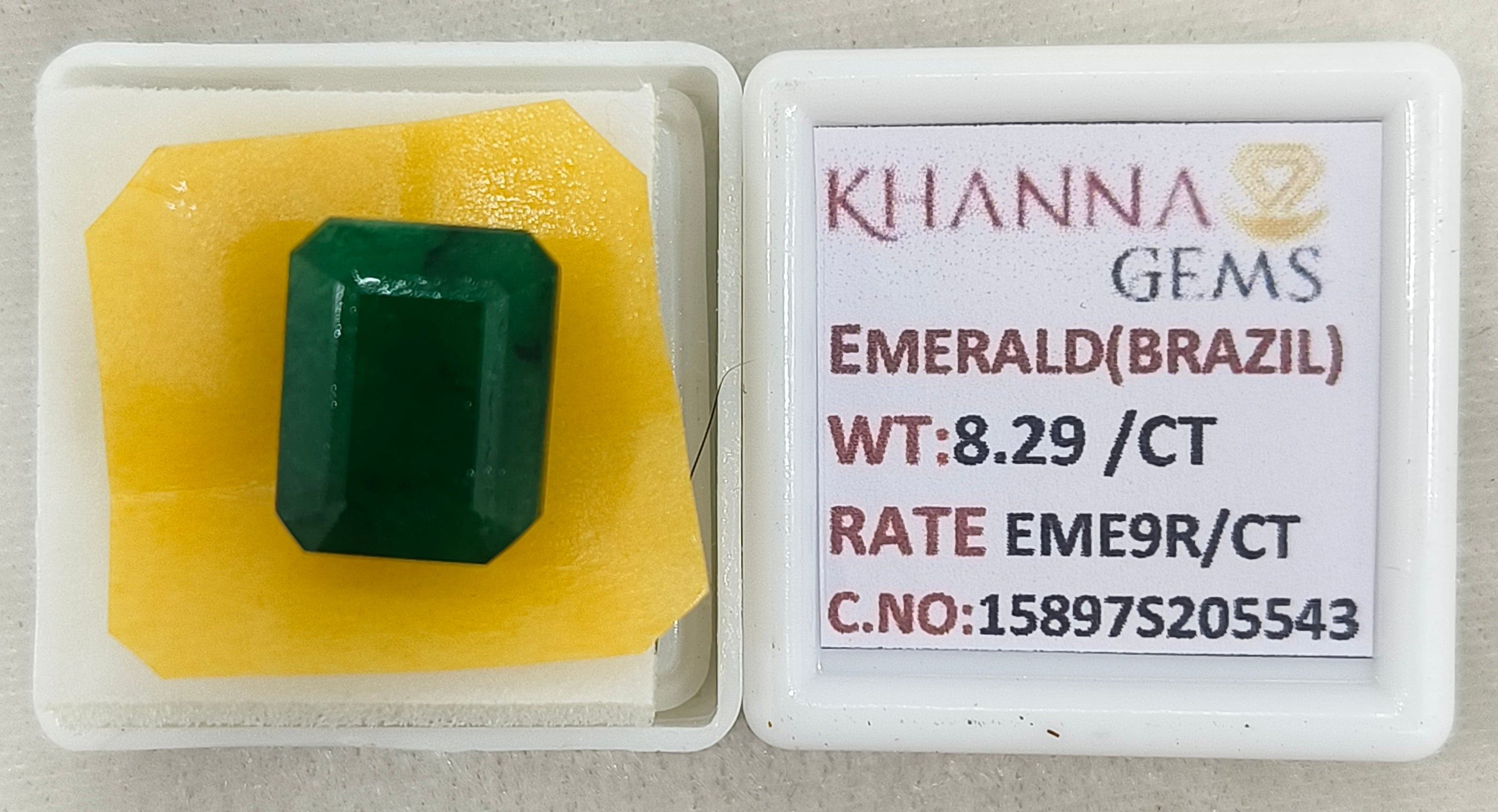 8.29/CT Natural Panna Stone with Govt. Lab Certificate-15897S205543