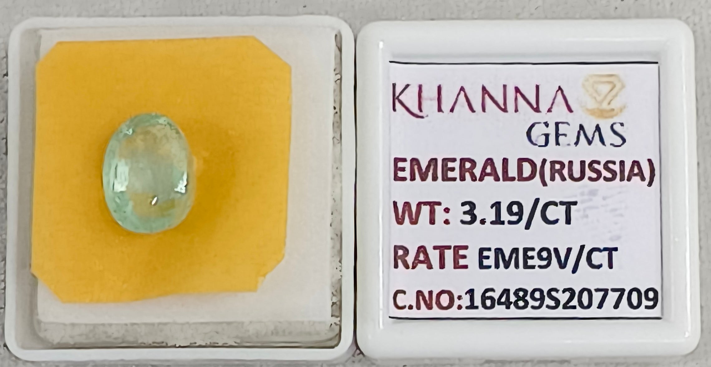 3.19/CT Natural Panna Stone with Govt. Lab Certificate-16489S207709