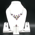 Load image into Gallery viewer, 54.92/GM GARNET CITRINE ZIRCON NECKLACE3 PS SET GEMSTONE - 00244