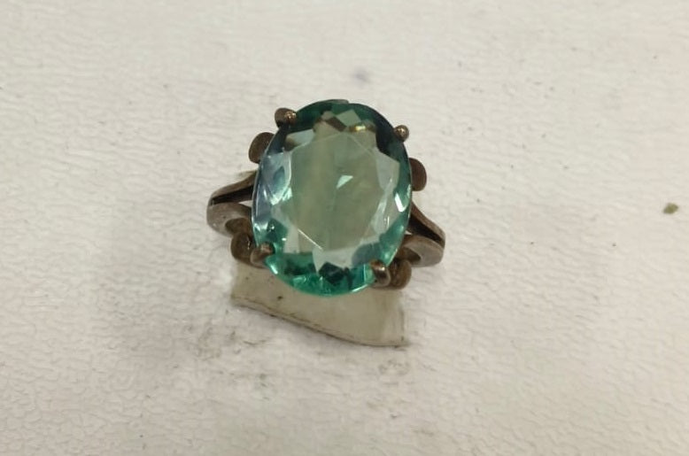 6.20/GM GREEN FLUORITE SILVER RING (525)