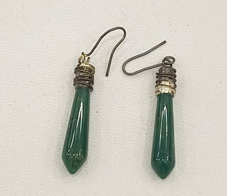 6.30/GM JADE SILVER EAR RINGS (525)