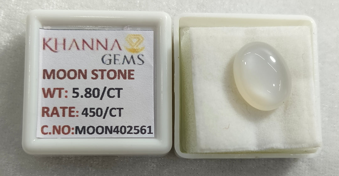 5.8/CT Moon Stone with Govt. Lab Certificate (450)