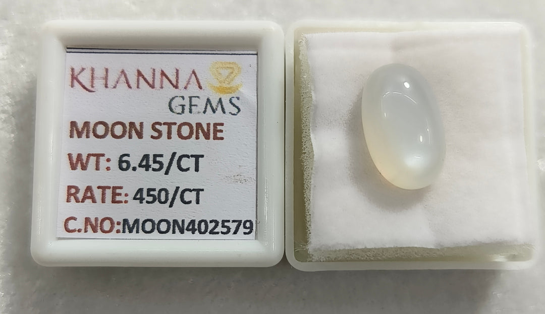 6.45/CT Moon Stone with Govt. Lab Certificate (450)