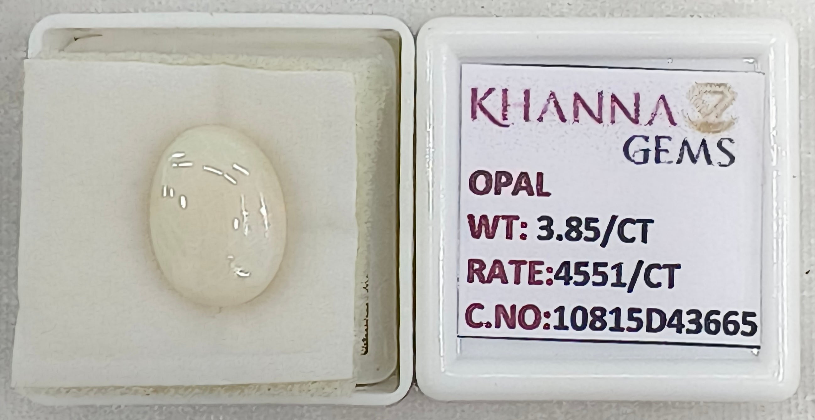 3.85/CT Natural Opal with Govt. Lab Certificate-10815D43665
