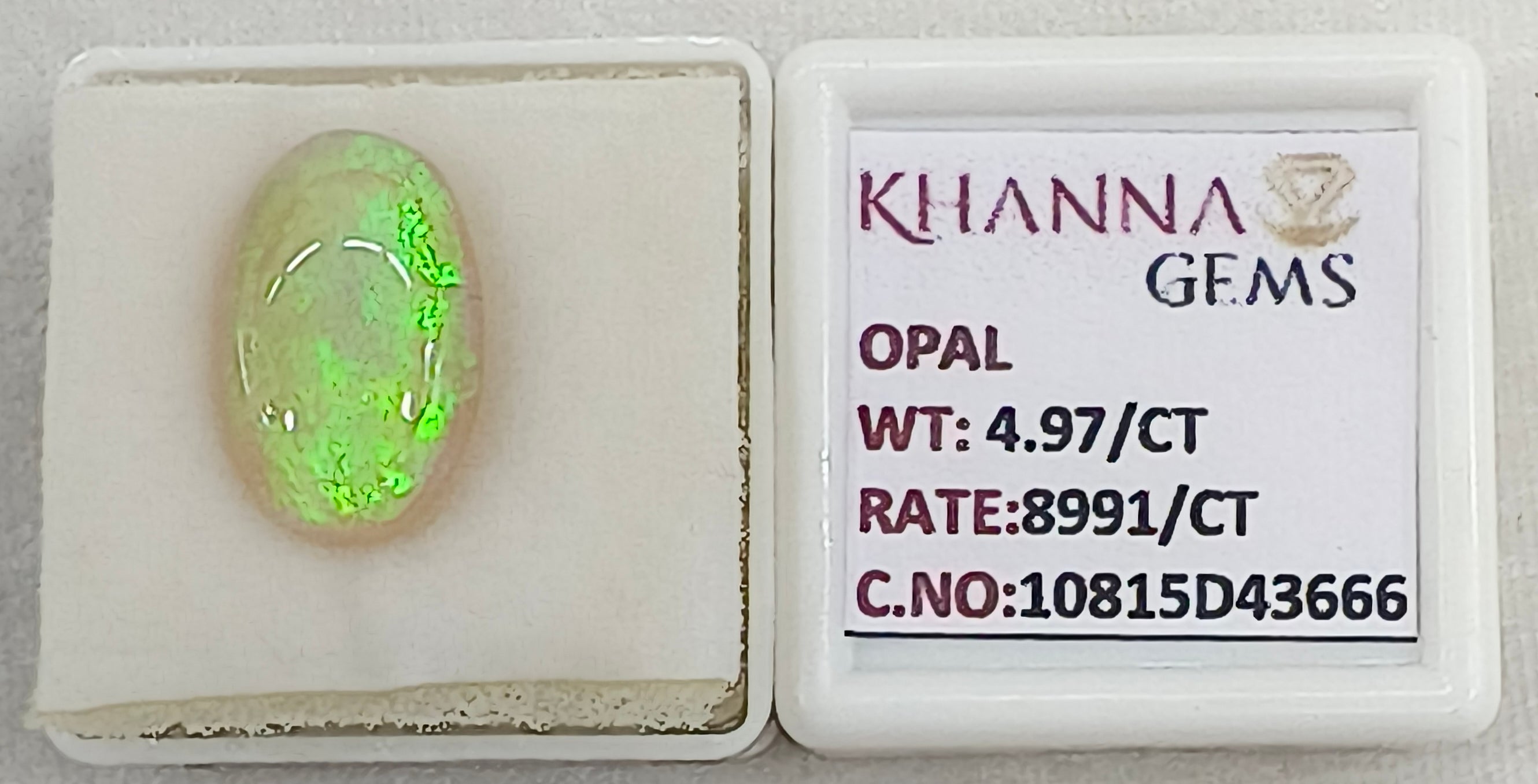 4.97/CT Natural Opal with Govt. Lab Certificate-10815D43666