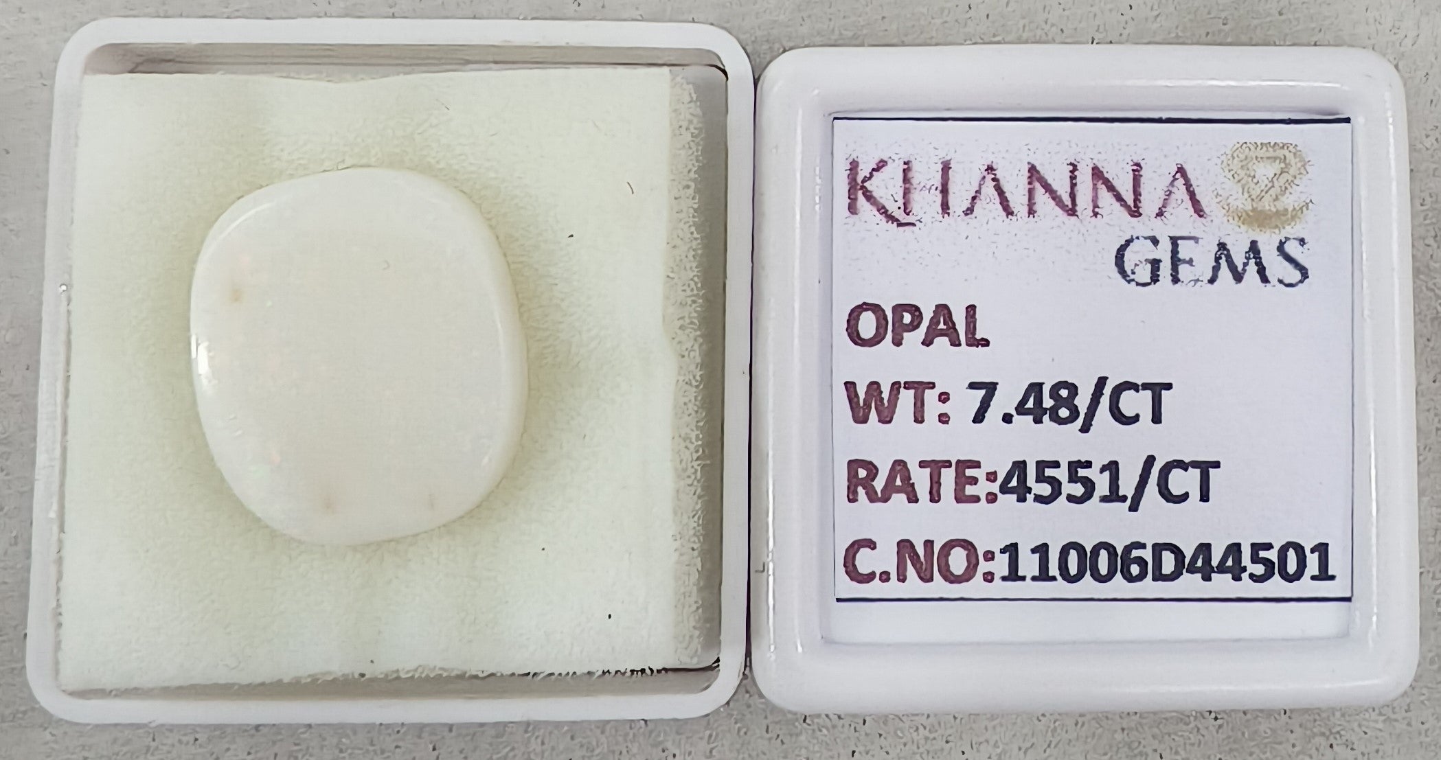 7.48/CT Natural Opal with Govt. Lab Certificate-11006D44501